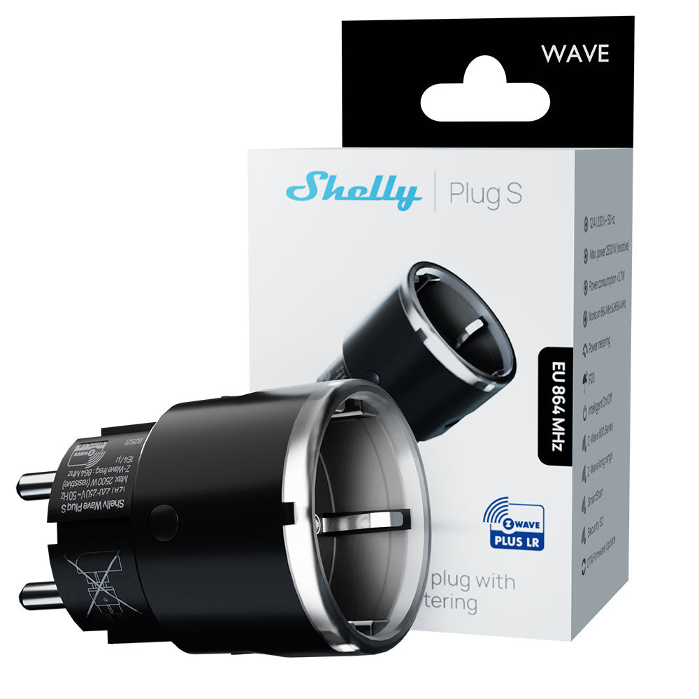 Shelly Wave Plug S prise connectée noire longue portée