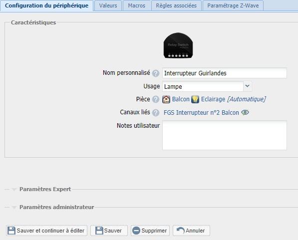 Fibaro Éclairage FGS-222 module relais connecté 2 canaux