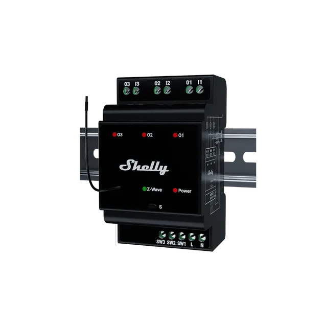 Shelly Wave Pro 3 LR module rail DIN 3 relais