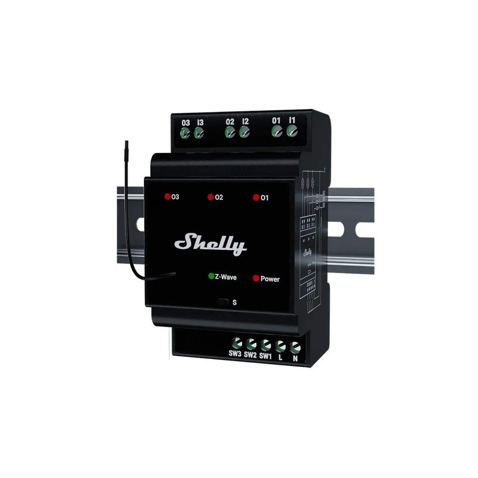 Shelly Wave Pro 3 LR module rail DIN 3 relais