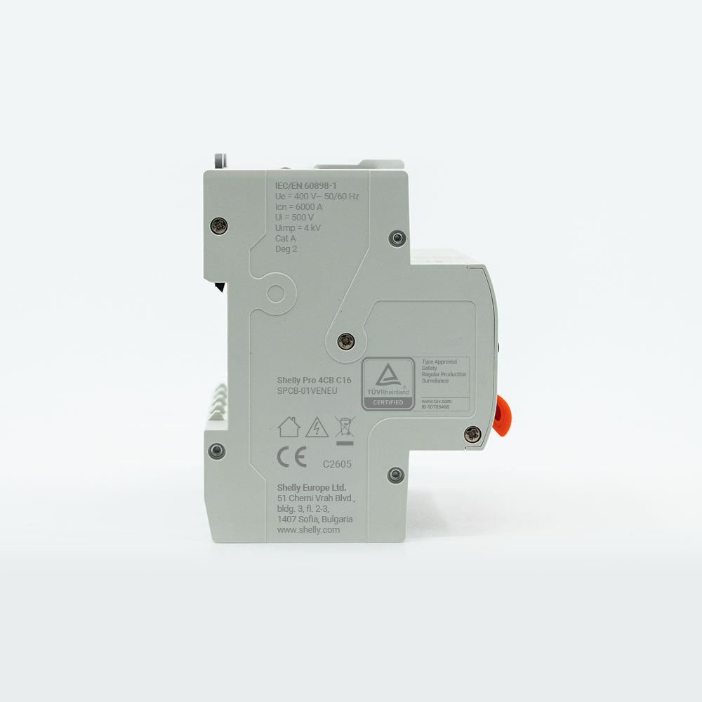 Shelly Pro 4CB C10 disjoncteur connecté 10A rail DIN