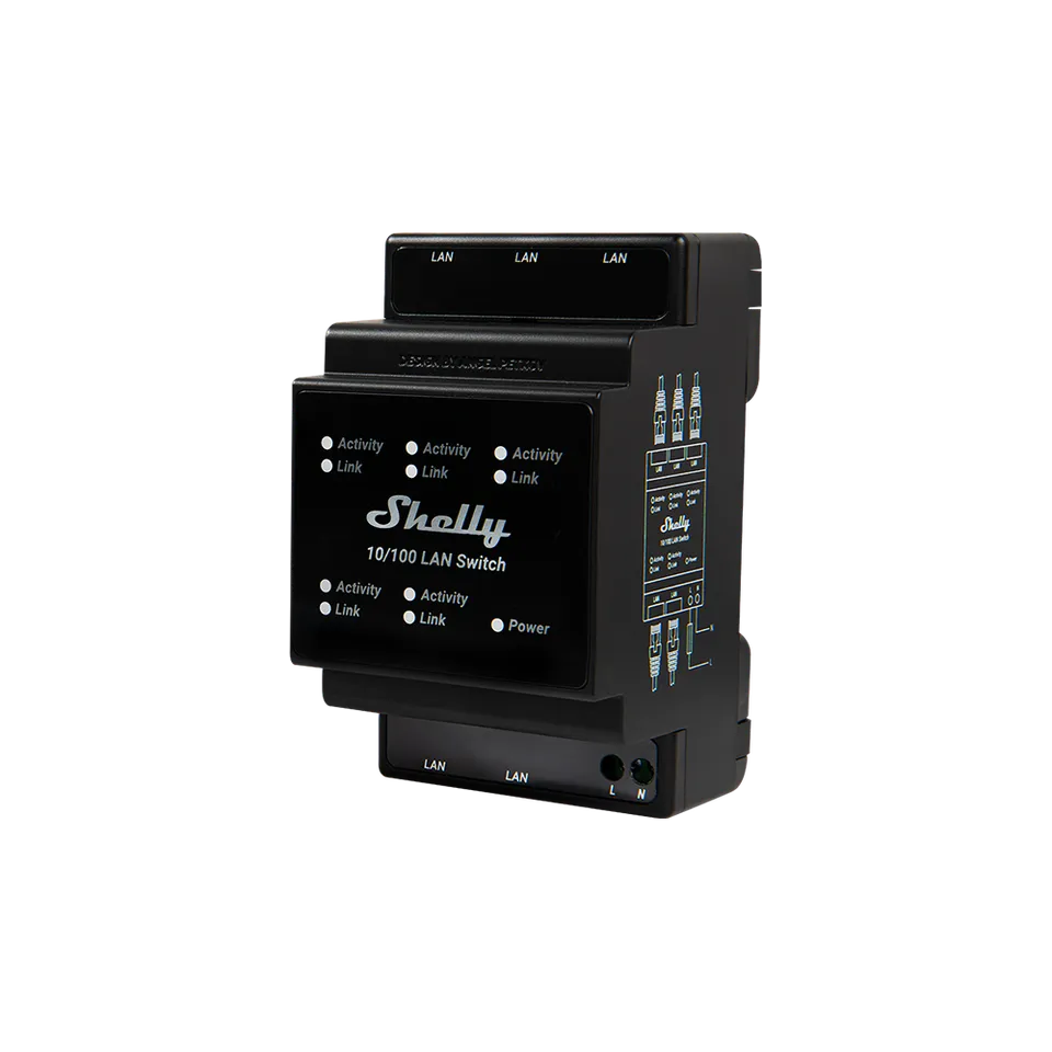 Shelly Plus LAN Switch switch Ethernet 5 ports rail DIN