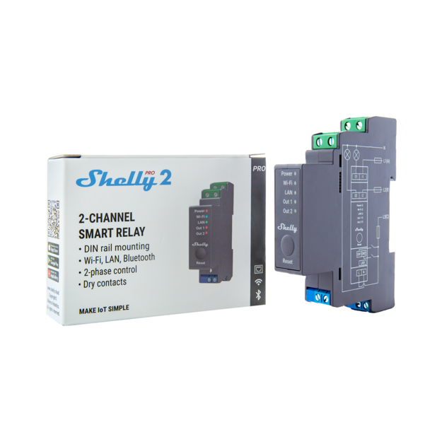 Shelly Pro 2 interrupteur connecté 2 canaux rail DIN