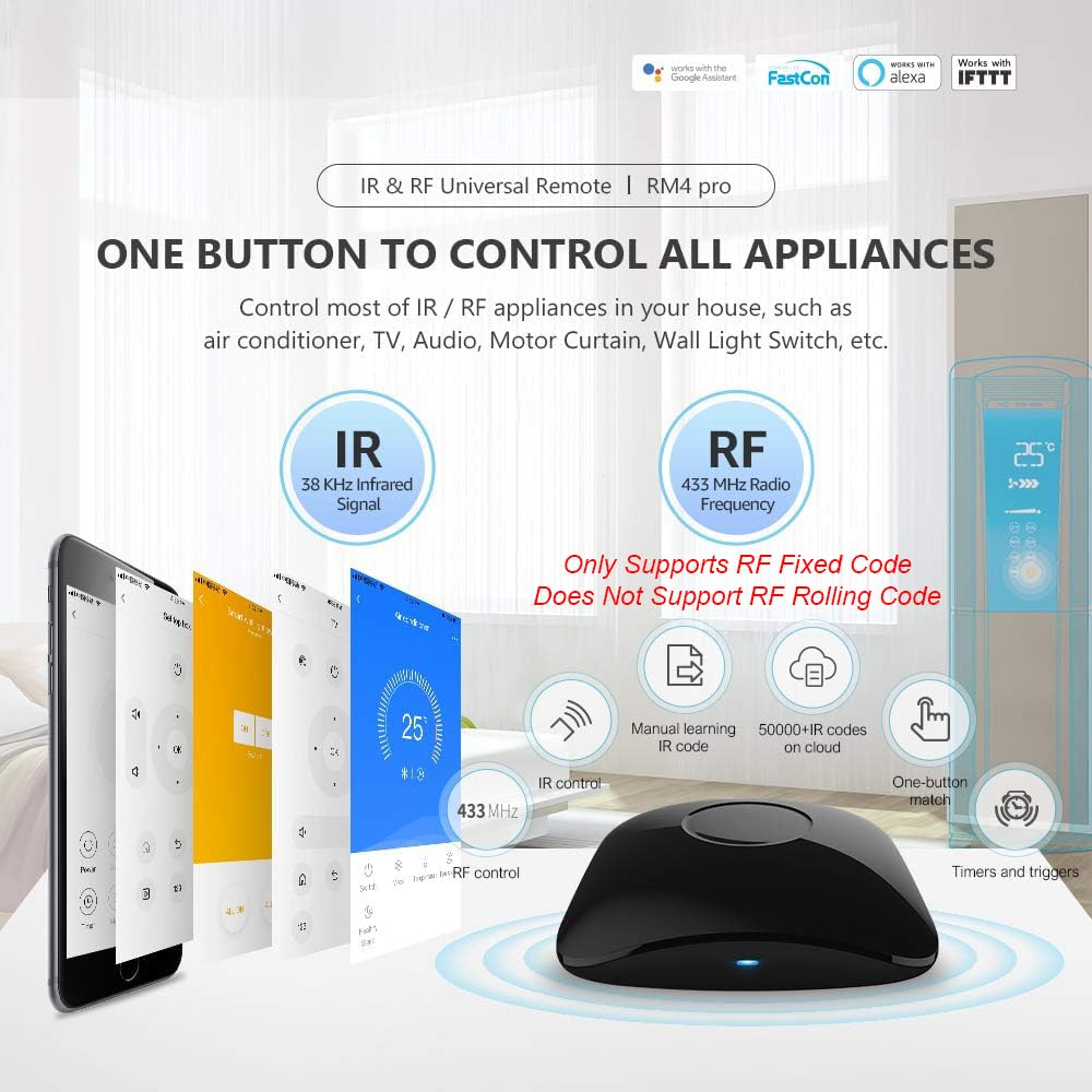 Broadlink Universal Remote RM4 Pro télécommande IR/RF 433 MHz