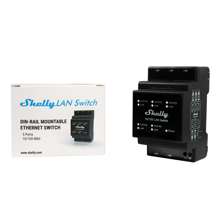 Shelly Plus LAN Switch switch Ethernet 5 ports rail DIN