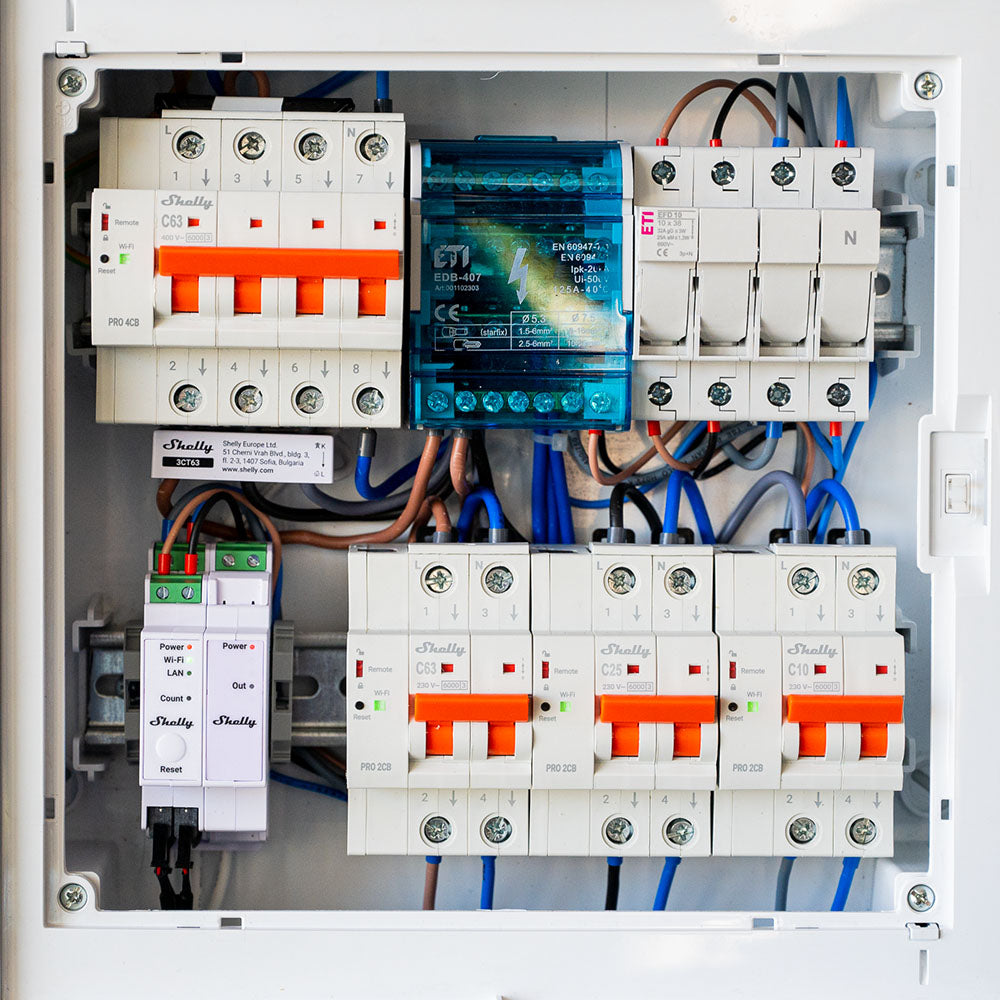 Shelly Pro 4CB C10 disjoncteur connecté 10A rail DIN