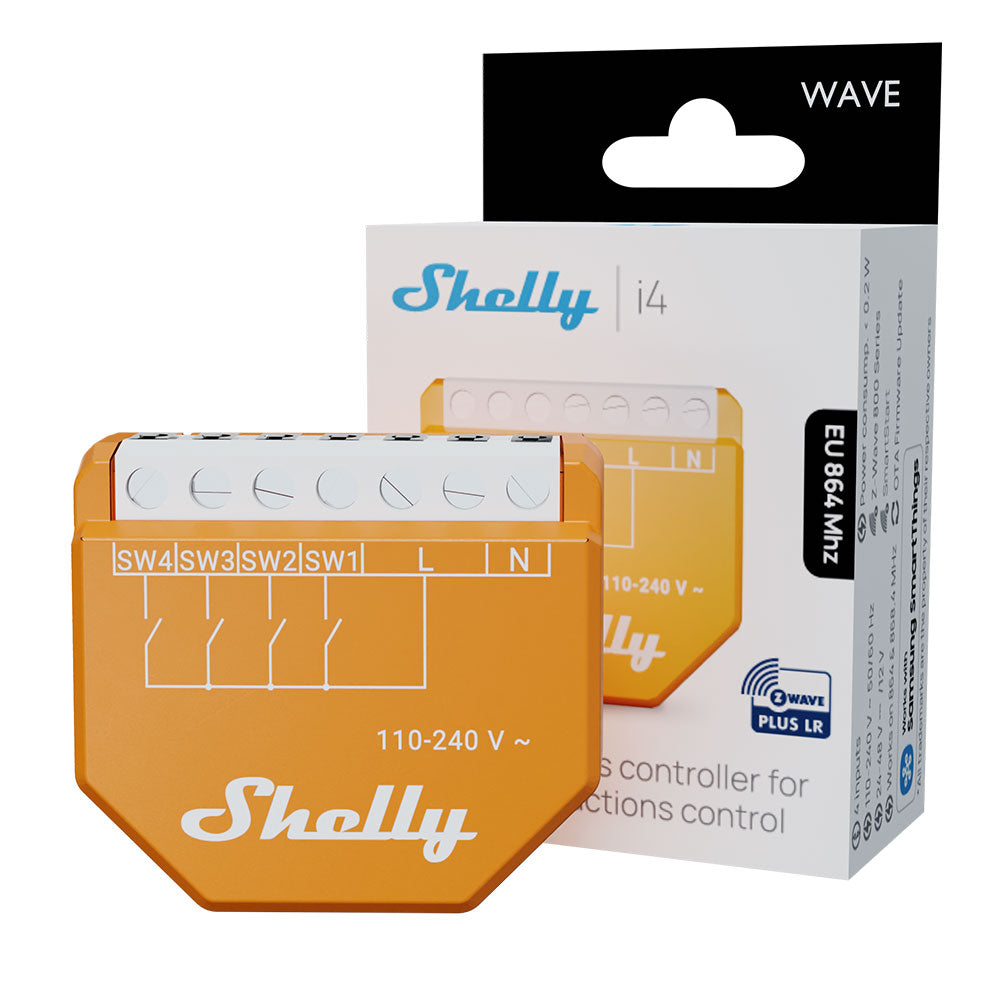Shelly Wave i4 LR contrôleur scènes Z-Wave longue portée