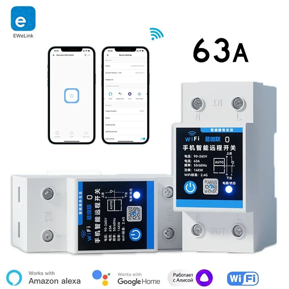 Mumubiz eWelink Smart disjoncteur connecté 63A rail DIN