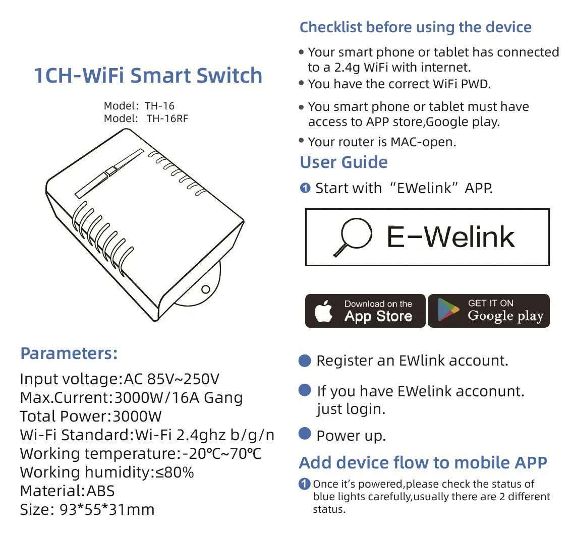 Mumubiz eWeLink Smart interrupteur WiFi 16A 3000W capteur TH