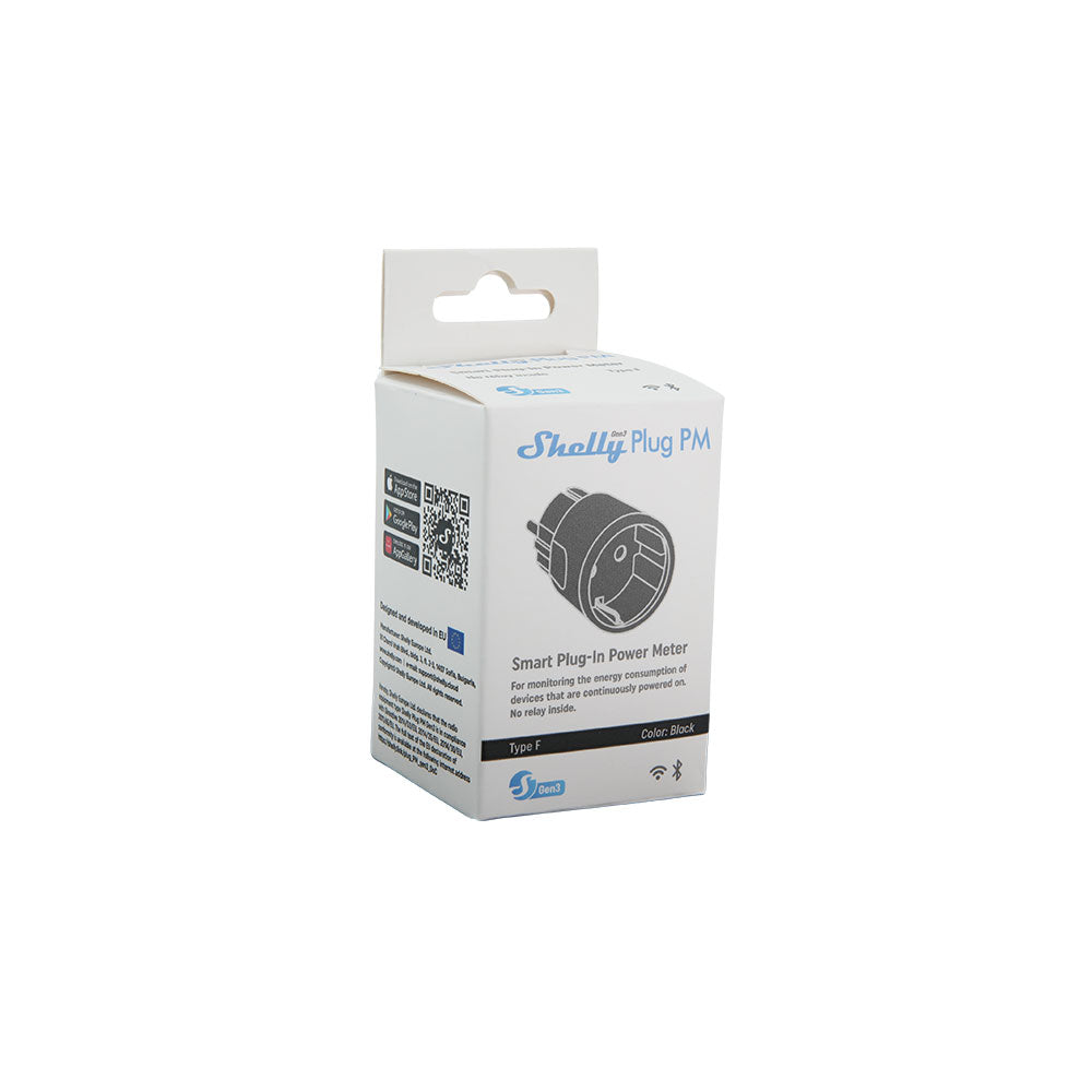 Shelly Plug PM Gen3 prise connectée WiFi énergie noir