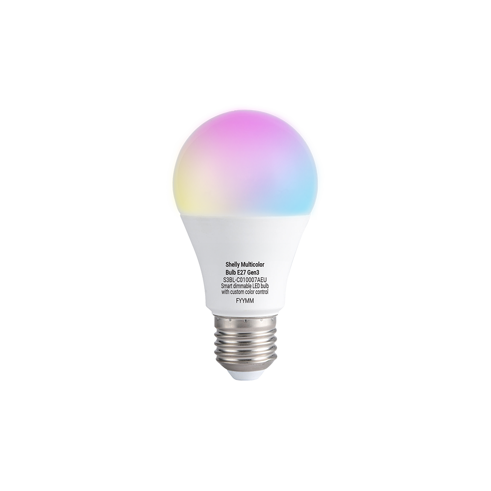 Shelly Gen3 ampoule LED E27 Multicolor RGBW blanc réglable