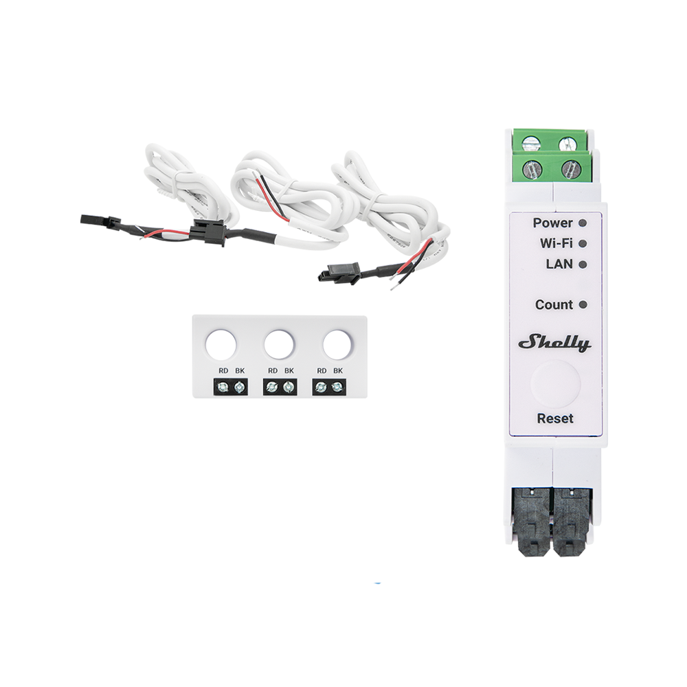 Shelly Pro 3EM 3CT63 compteur énergie rail DIN triphasé