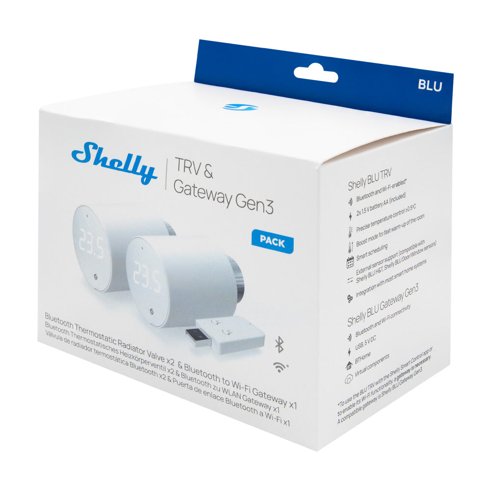 Shelly BLU TRV tête thermostatique Bluetooth pack de 2