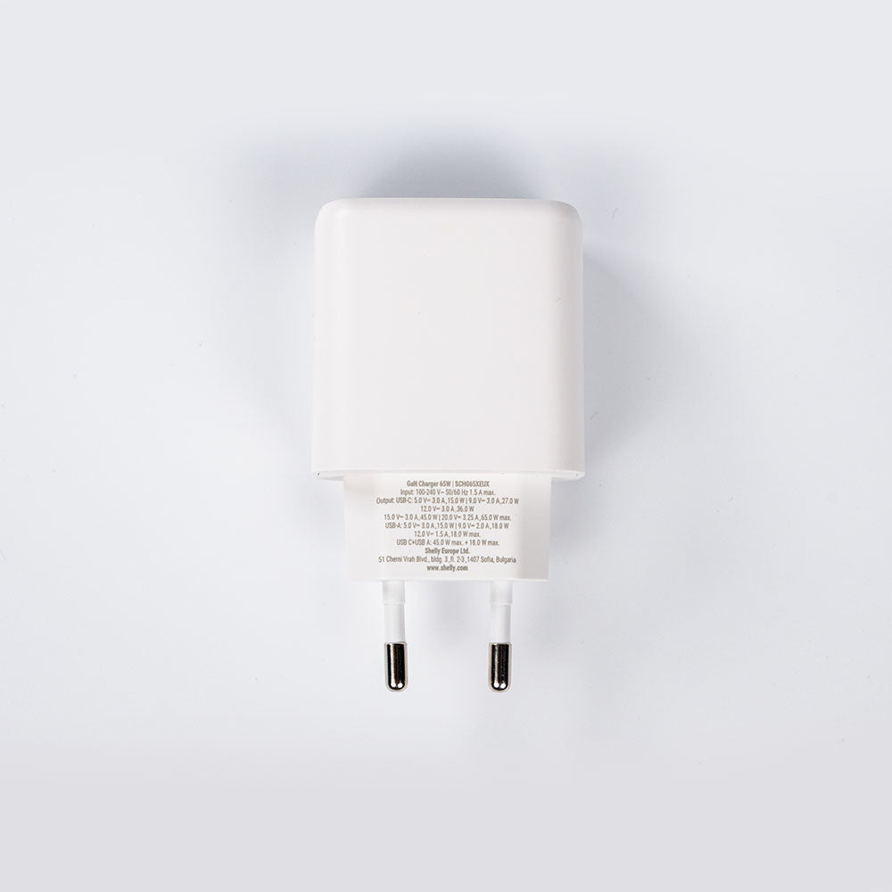 Shelly GaN Charger 30W chargeur blanc USB EU