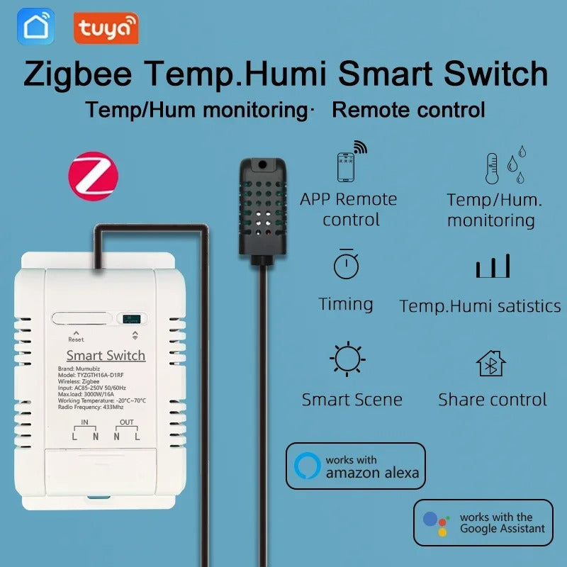 Mumubiz Zigbee Interrupteur Thermostat 16A Sonde Étanche