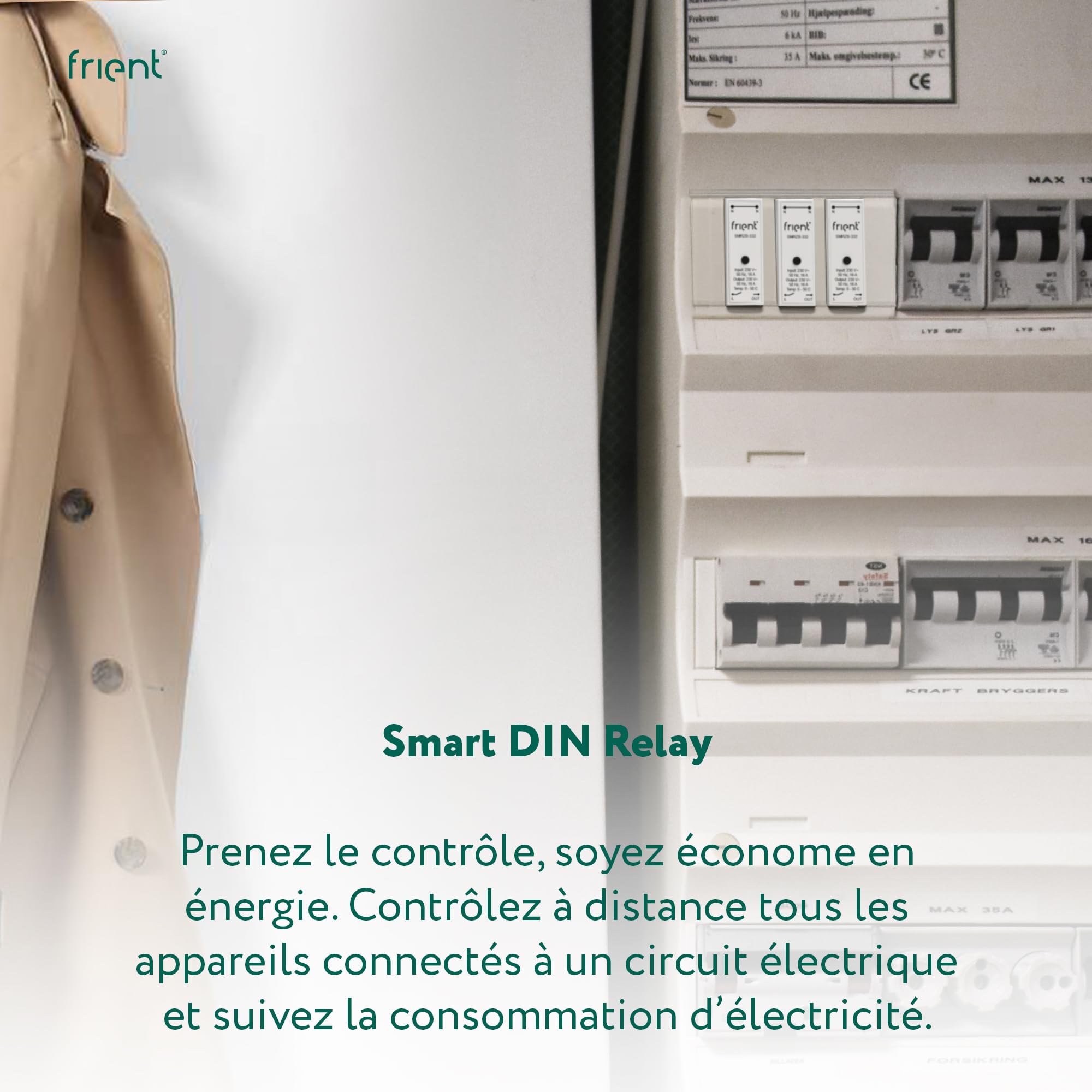 frient Relais DIN interrupteur Zigbee mesure énergie rail