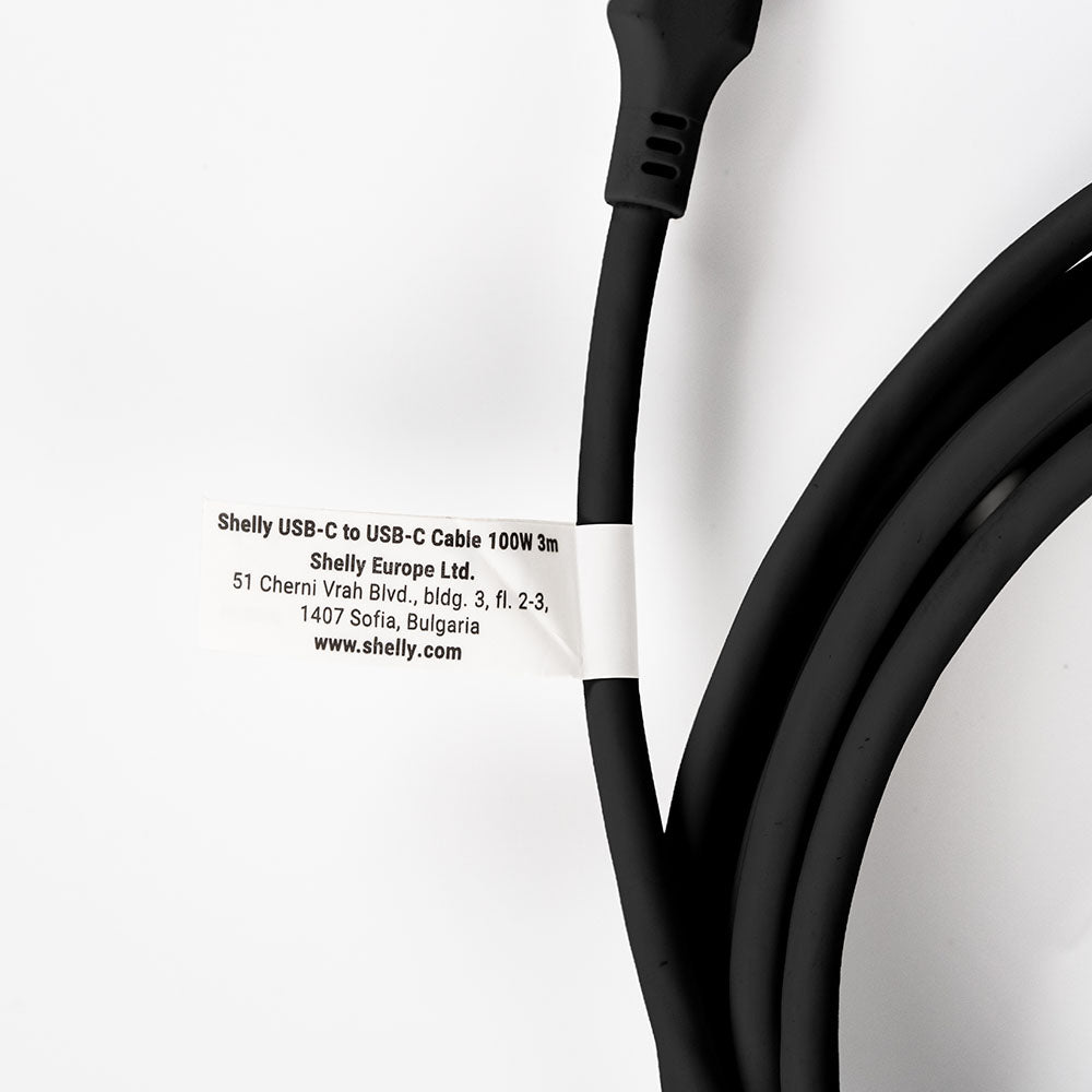 Shelly Plus câble USB-C 100W noir 3m charge rapide