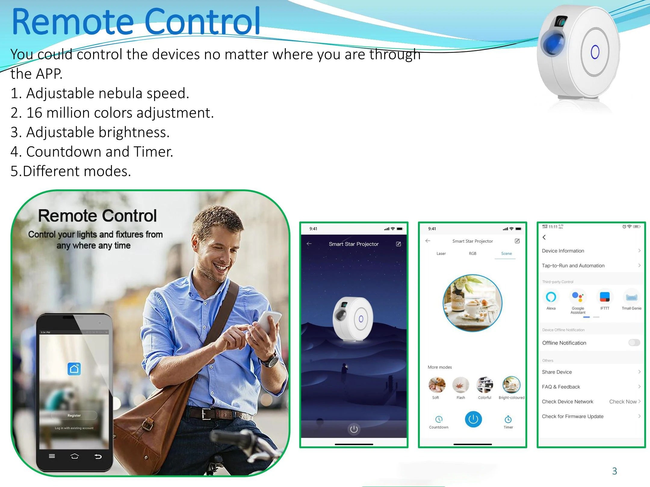 Mumubiz Tuya Smart Home projecteur étoile WiFi laser ciel étoilé