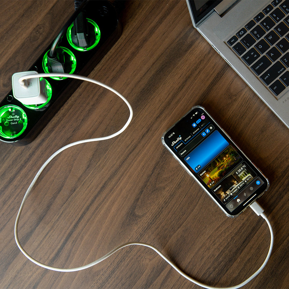 Shelly Gen4 Power Strip 4 multiprise connectée noire Matter