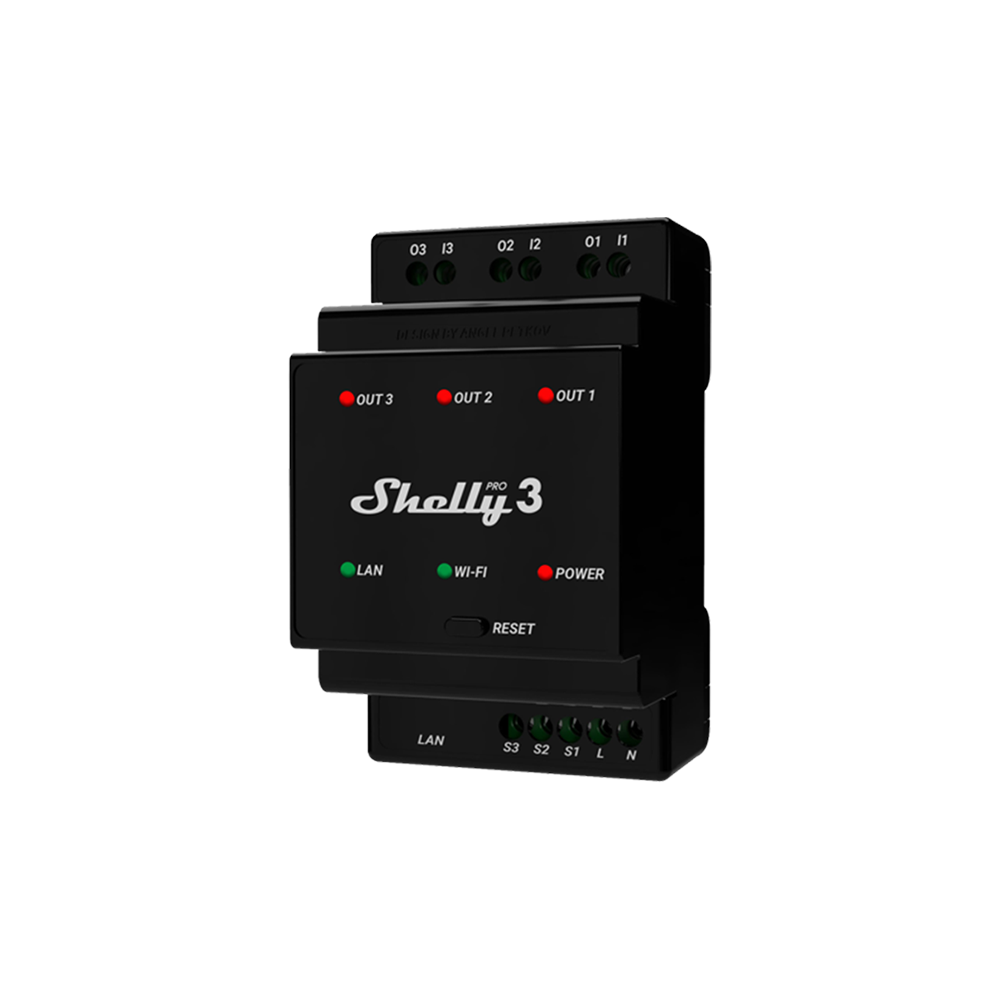 Shelly Pro 3 interrupteur connecté 3 canaux rail DIN