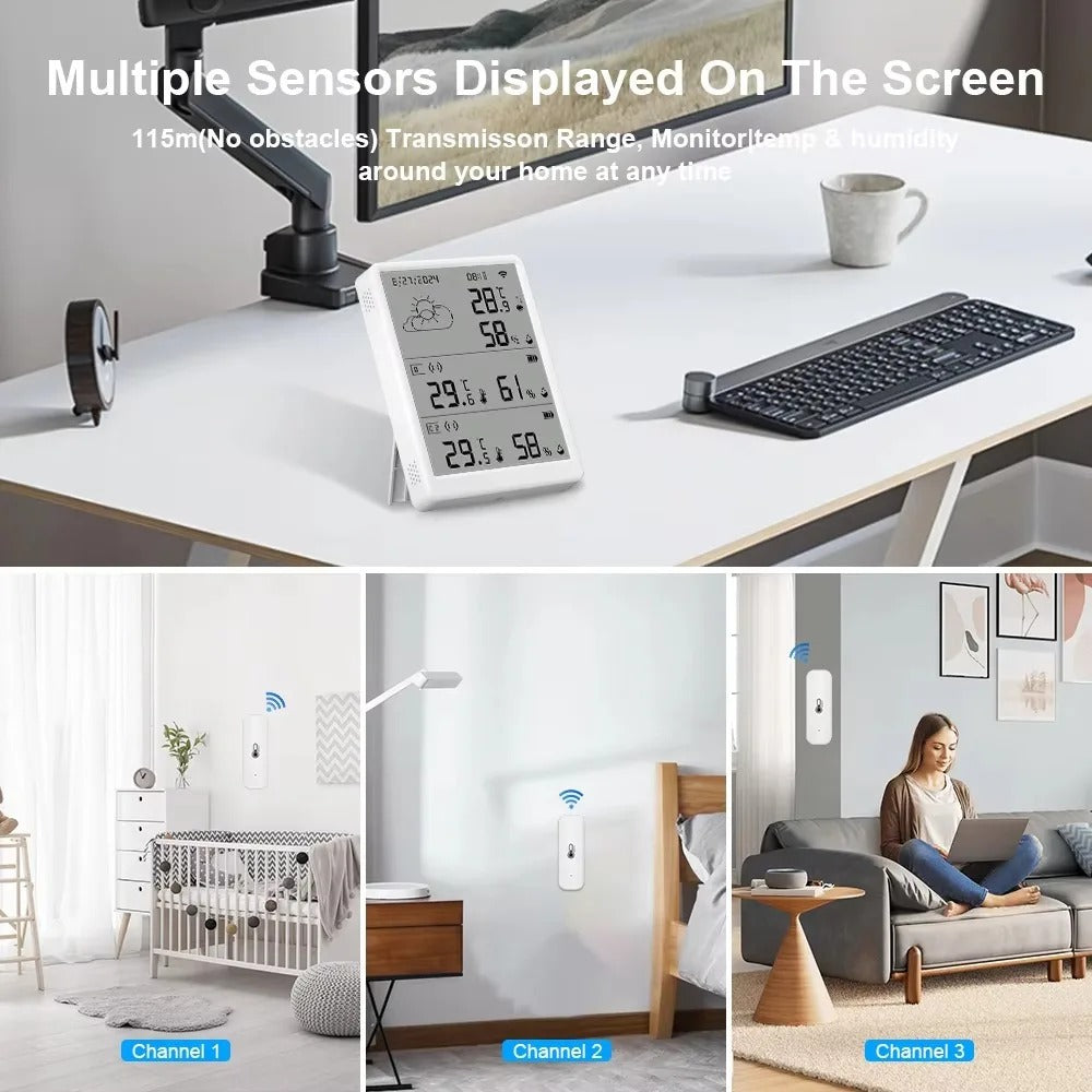 Mumubiz Tuya Smart Home Station Météo WiFi Écran + 2 Capteurs