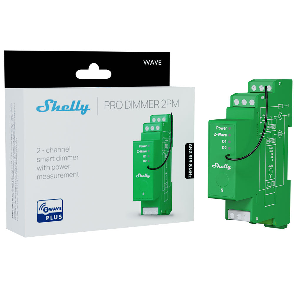 Shelly Wave Pro Dimmer 2PM variateur rail DIN 2 canaux Z-Wave
