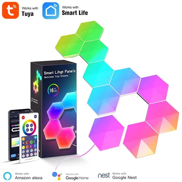 Mumubiz Tuya Smart Home panneau LED RGB 6 panneaux Alexa