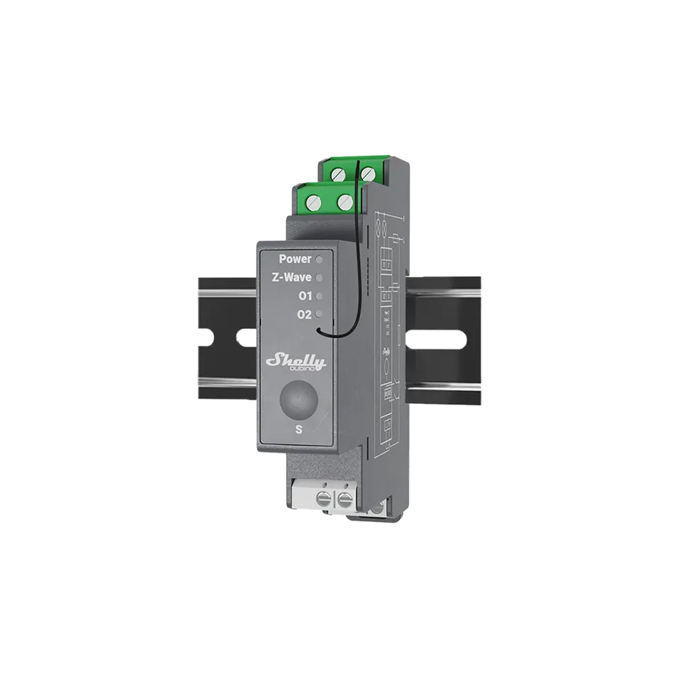 Shelly Wave Pro 2 interrupteur connecté rail DIN 2 canaux contacts secs