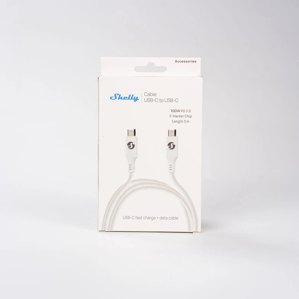 Shelly Plus Câble USB-C vers USB-C Blanc 3m Charge