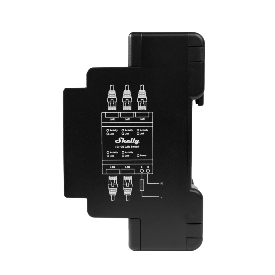 Shelly Plus LAN Switch switch Ethernet 5 ports rail DIN