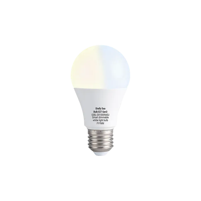 Shelly Duo Bulb E27 Gen3 ampoule LED dimmable blanc chaud