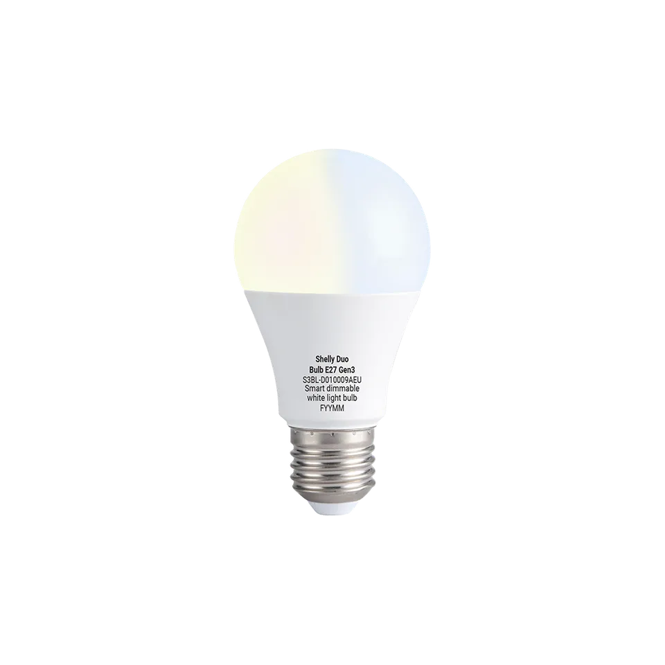 Shelly Duo Bulb E27 Gen3 ampoule LED dimmable blanc chaud