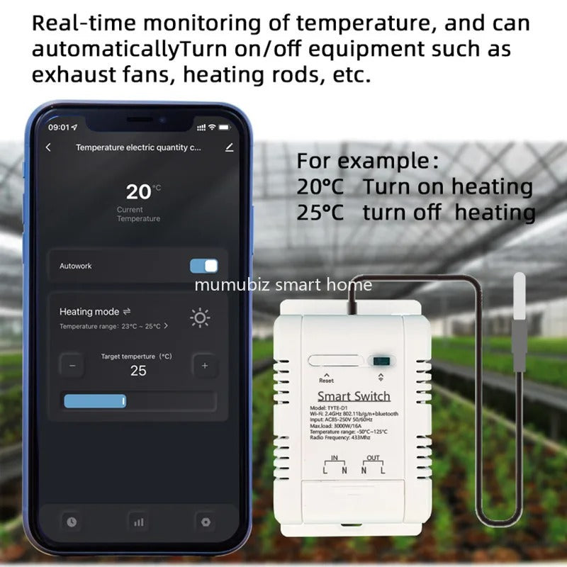Mumubiz Tuya Smart Home thermostat WiFi 16A sonde étanche