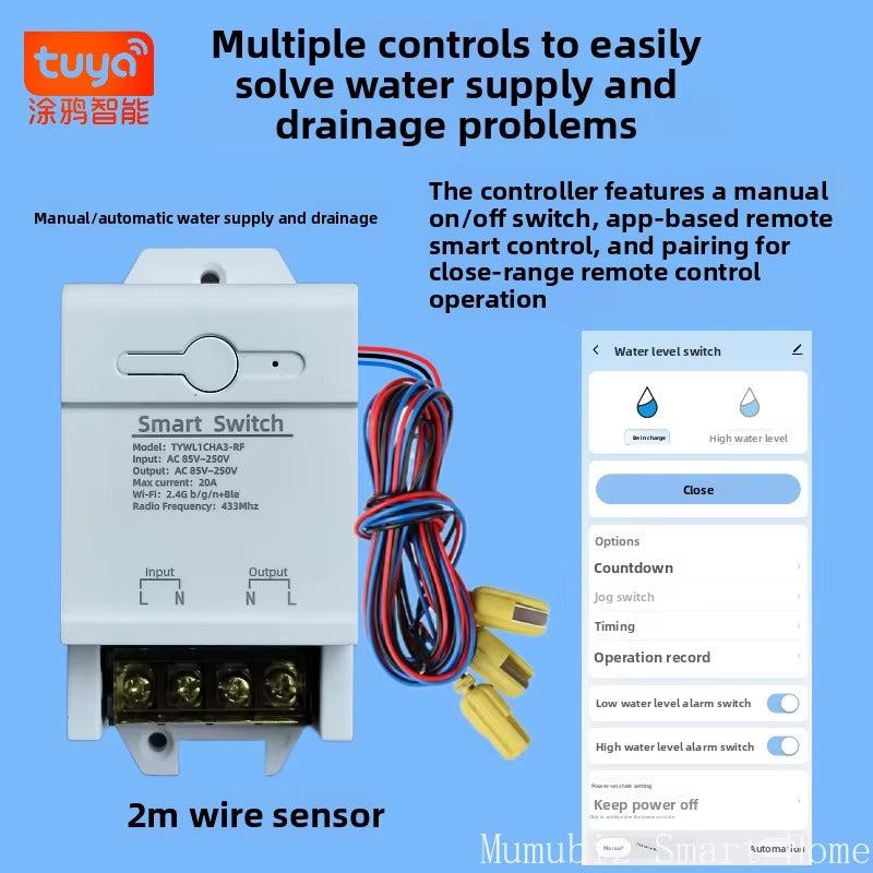 Mumubiz Tuya Smart Home contrôleur niveau eau WiFi pompe