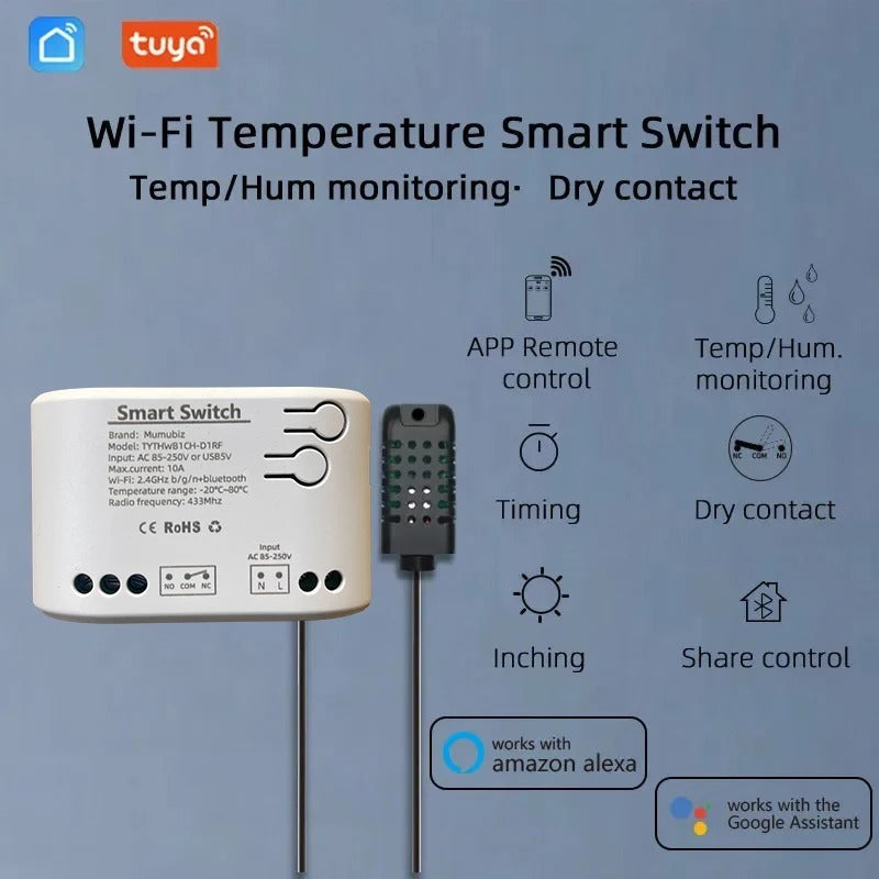 Mumubiz Tuya Smart Home relais wifi 1 canal capteur humidité