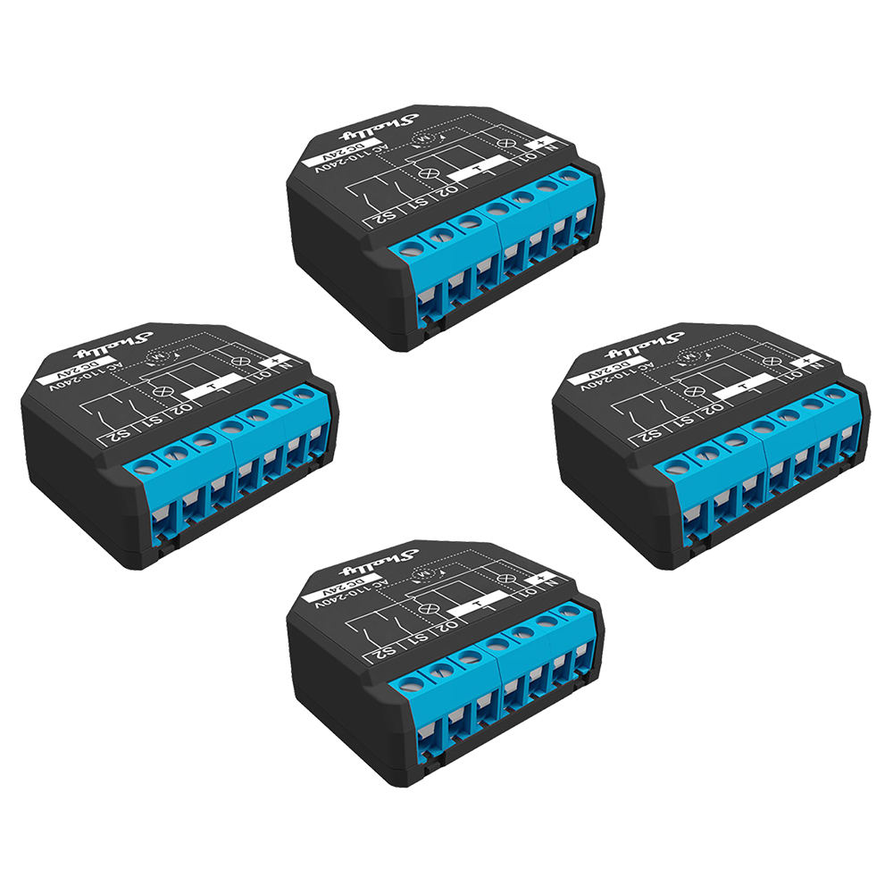 Shelly Plus 2PM Micromodule Volet 2 Canaux Pack de 4