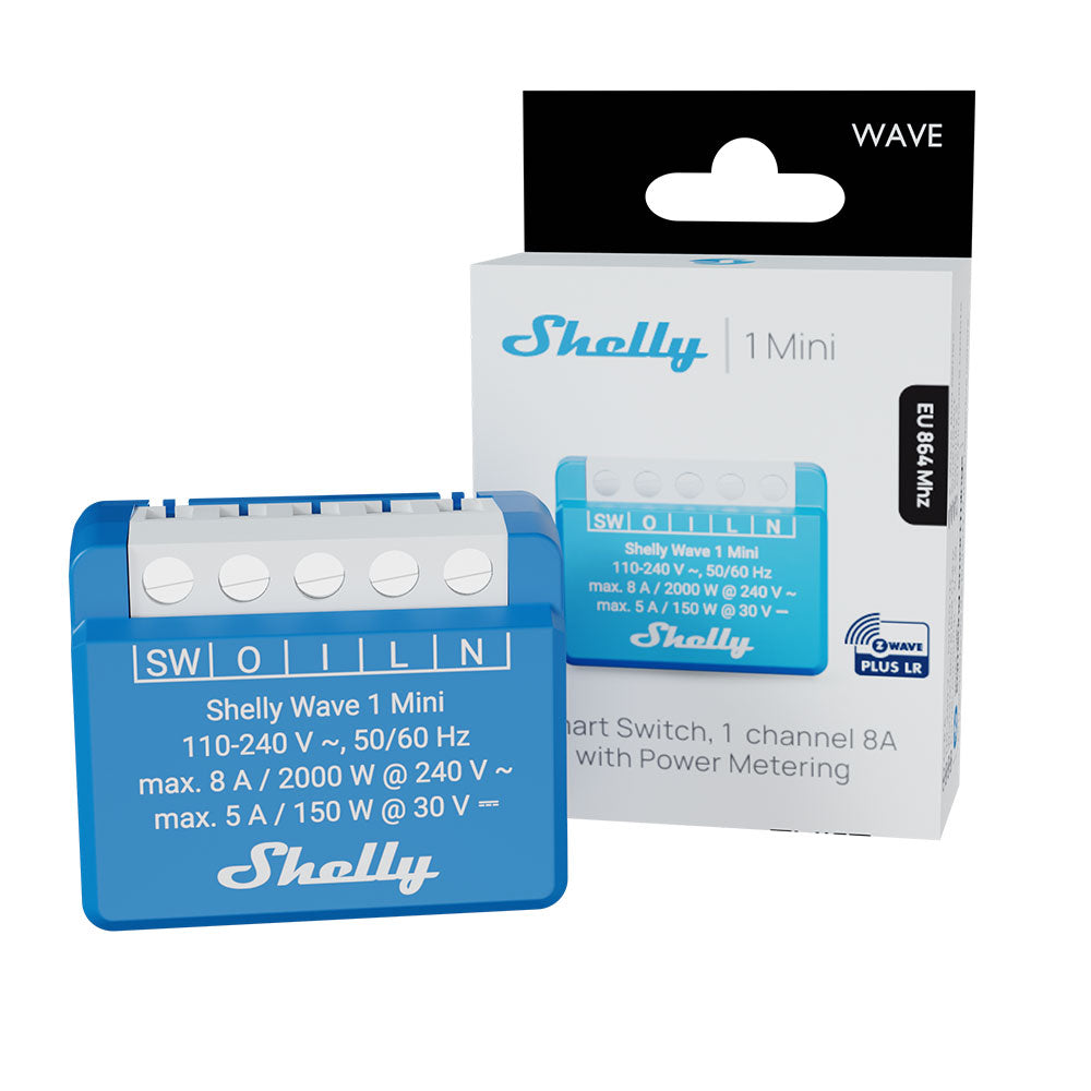 Shelly Wave 1 Mini LR micromodule interrupteur 8A contacts secs