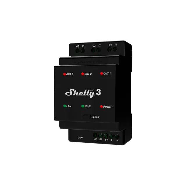 Shelly Pro 3 interrupteur connecté 3 canaux rail DIN