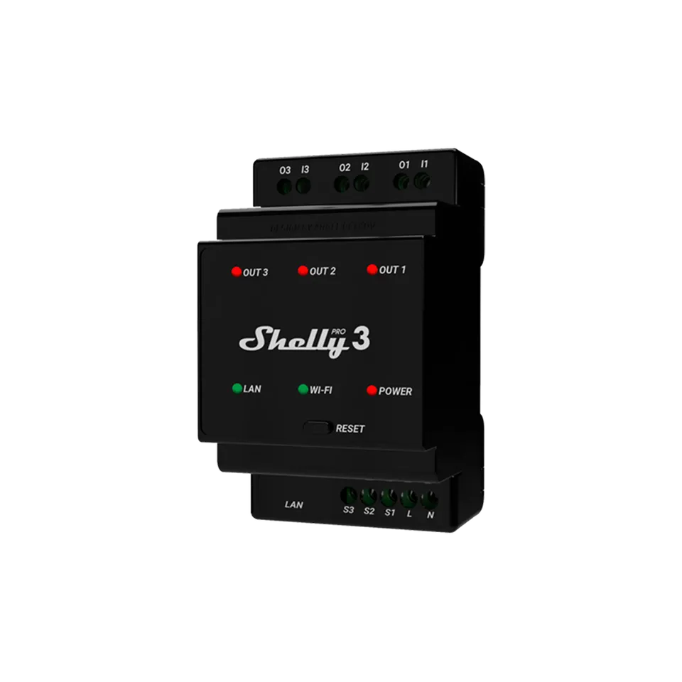 Shelly Pro 3 interrupteur connecté 3 canaux rail DIN