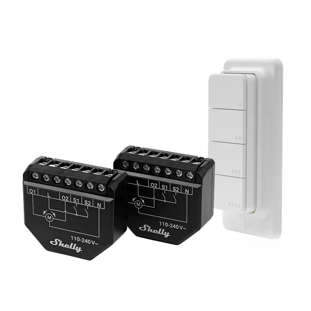 Shelly Shutter x2 + BLU RC Button 4 pack volets connectés