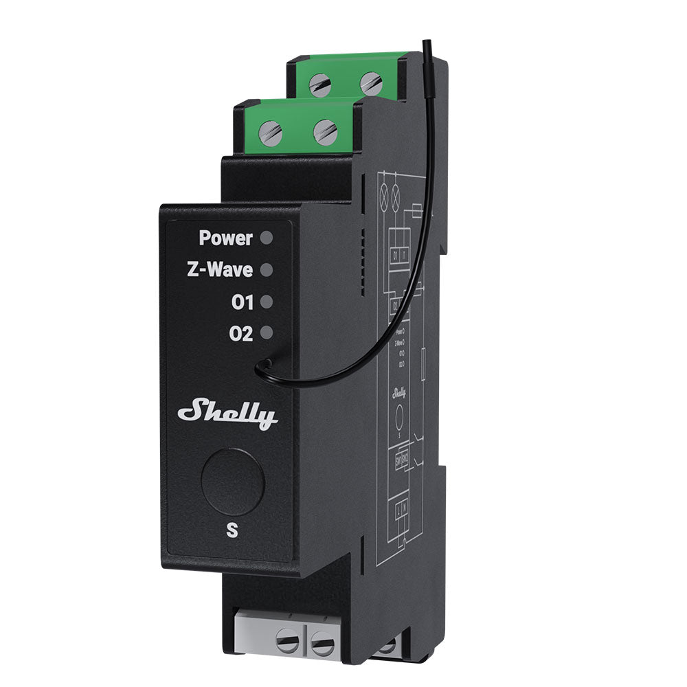 Shelly Wave Pro 2PM LR module rail DIN 2 canaux